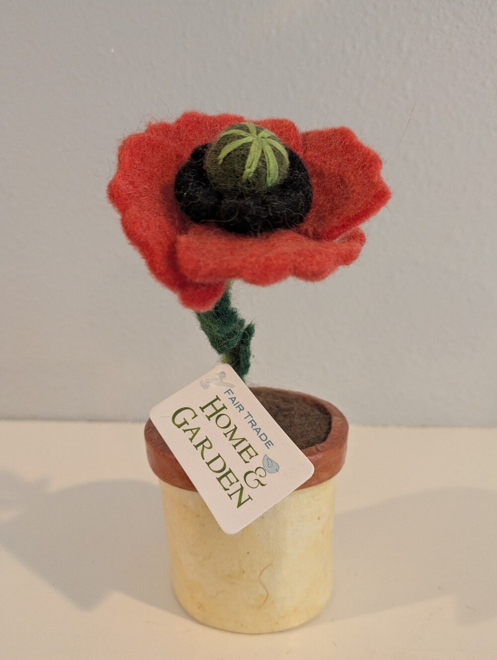 Felt Red Poppy in Pot -Fair Trade